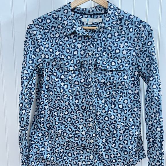 Boden 100% Cotton Leopard Animal Print Button Down Shirt 4 Preppy Chic Twee - Picture 1 of 10